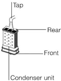 Tap, rear, front, condenser unit.