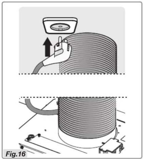Illustration of a mechanical assembly with a hand pressing down on a cylindrical component, showing no text or symbols.