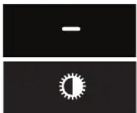 Two black rectangular panels: top shows a horizontal line and a circular icon with a half-power effect (no text or symbols)