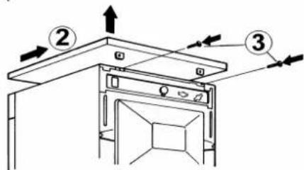 Diagram showing a door frame installation with numbered components and directional arrows indicating movement or assembly.