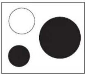 Three solid circles of varying sizes and sizes, no text or symbols present