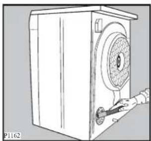 Line drawing of a mechanical device with a circular vent and handle, no text or symbols present