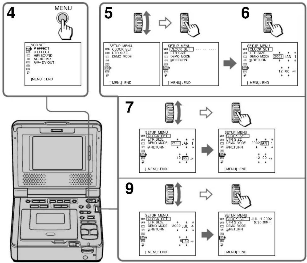 graph TD A["4 MENU"] --> B["5 Setup MENU"] B --> C["6 Setup MENU"] C --> D["7 Setup MENU"] D --> E["9 Setup MENU"] E --> F["9 Setup MENU"]