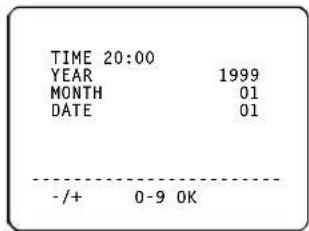 TIME 20:00 YEAR 1999 MONTH 01 DATE 01 -/+ 0-9 OK
