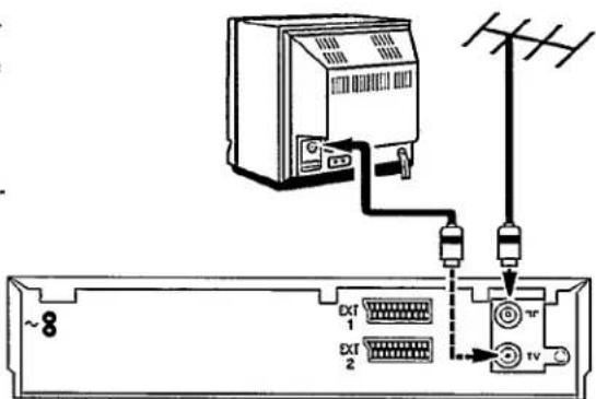 Diagram showing connection between a TV power supply unit and an external device with labeled ports and connections