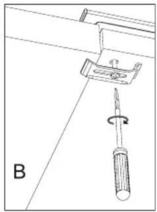 Technical line drawing of a screwdriver inserted into a bracket, showing a rotating handle (no text or symbols)