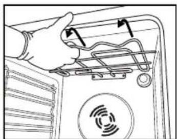 Diagram of a hand pressing down on a computer monitor with a circular sensor icon.