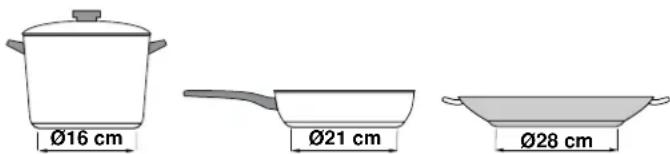 Ø16 cm Ø21 cm Ø28 cm