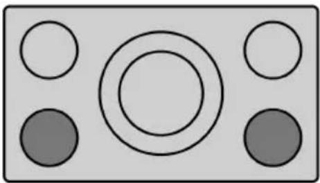 Diagramme simple avec cinq cercles disposés en grille, pas de texte ni de symboles