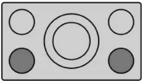 Schéma simple avec cinq cercles disposés en grille, aucun texte ni symbole présent