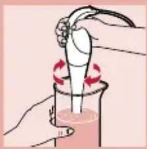 Illustration of a pipette being heated in a beaker with red circular arrows indicating rotation. No text or symbols.