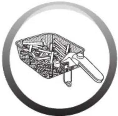 Illustration d'un panier tressé avec des outils à l'intérieur, enfermé dans un cadre circulaire (aucun texte ni symbole).