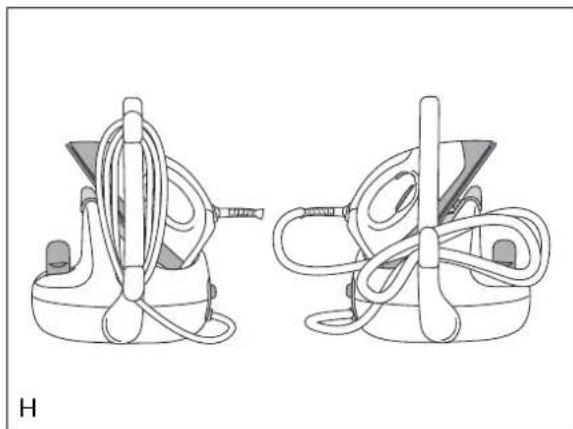 Two technical line drawings of a mechanical device with coiled wires and a handle, labeled 'H' (no text or symbols on the devices themselves)
