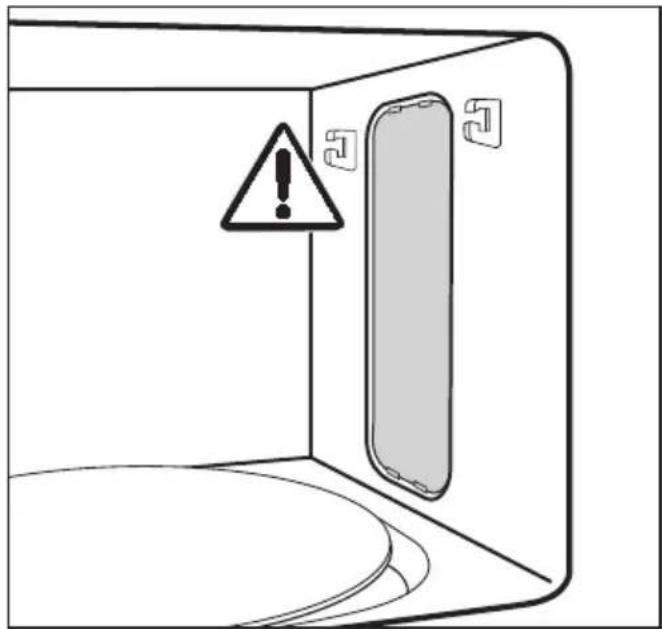 Diagram showing a warning sign with an exclamation mark inside a device, indicating an explosion or hazard.