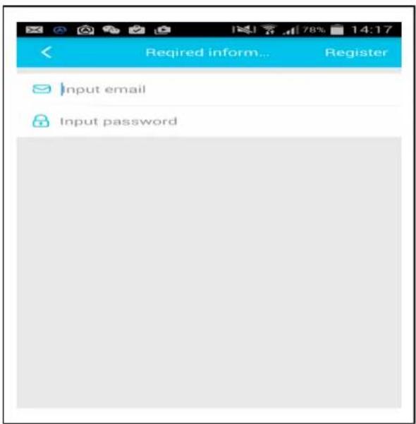 Required inform... Register Input email Input password