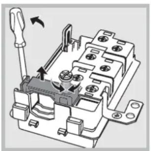 Mechanical component diagram showing a switch and motor assembly with no visible text or symbols