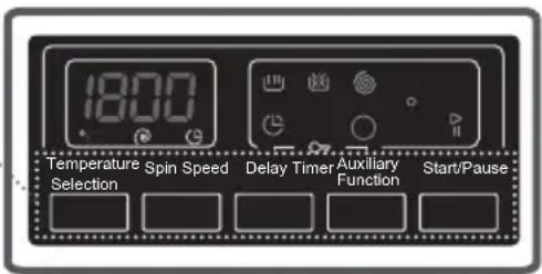 1800 Temperature Selection Spin Speed Delay Timer Function Auxiliary Start/Pause