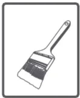 Line drawing of a paintbrush with bristles and handle (no text or symbols)
