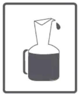 Simple line drawing of a pitcher with liquid and handle (no text or symbols)