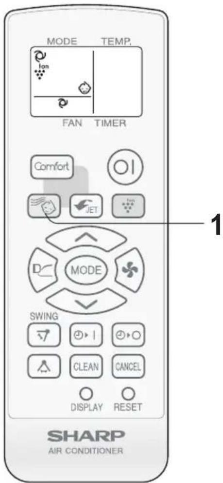 MODE TEMP. FAN TIMER Comfort JET MODE SWING CLEAN CANCEL DISPLAY RESET 1 SHARP AIR CONDITIONER