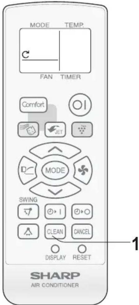 MODE TEMP. C FAN TIMER Comfort O1 JET MODE SWING O→I O→O CLEAN CANCEL DISPLAY RESET 1 SHARP AIR CONDITIONER