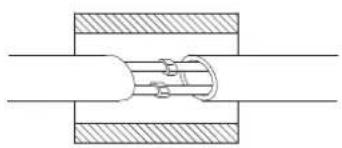 Pure mechanical cross-section diagram without any text, numbers, or symbols