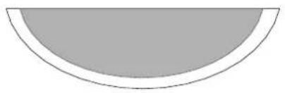 Simple geometric shape: a gray semicircle with a white border (no text or symbols)