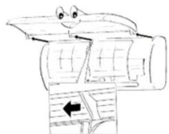 Simple line drawing of a car with a smiling face and directional arrows, no text or symbols present.