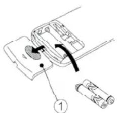Diagram showing a device with labeled components and directional arrows, including a numbered step indicator.