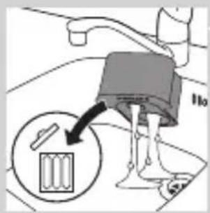 Diagram showing a mechanical component with an arrow pointing to a labeled part, including a magnified inset of a cylindrical object.