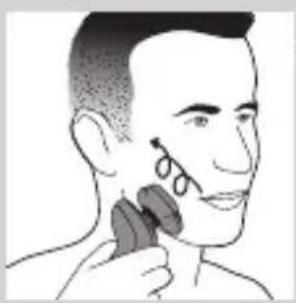 Illustration of a person applying a hair product to their face.