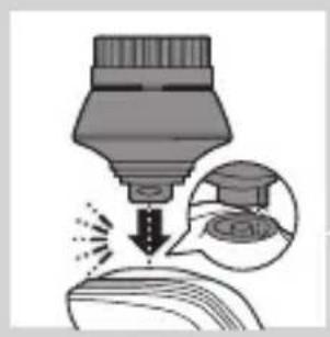 Illustration of a dropper tip dispensing liquid into a container, with an inset showing a close-up of the dropper (no text or symbols present).
