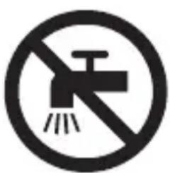 No sign depicting a faucet with a showerhead symbol (no text).