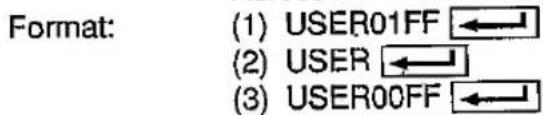 Format : (1) USER01FF ← (2) USER ← (3) USER00FF ←