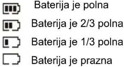 Baterija je polna Baterija je 2/3 polna Baterija je 1/3 polna Baterija je prazna