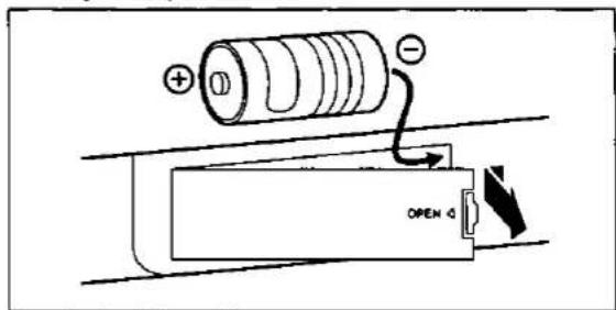 Diagram showing battery charging setup with positive and negative terminals, labeled 'OPEN' and directional arrows