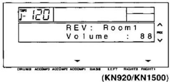 TWO J= 120 REV: Room1 Volume : 88 DRUMS ACCOMP3 ACCOMP2 ACCOMP1 BASE LEFT RIGHT2 RIGHT1 (KN920/KN1500)