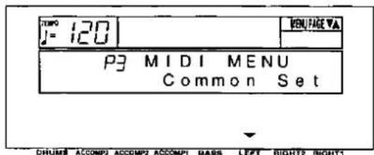TIME J= 120 MENI PAGE VA P3 MIDI MENU Common Set CHUMB ACCOMP3 ACCOMP2 ACCOMP1 MASS LEFT RIGHT2 RIGHT1