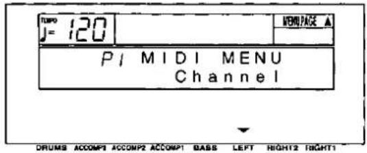 TAPPO J= 120 P / MIDI MENU Channel DRUMS ACCOMP1 ACCOMP2 ACCOMP1 BASS LEFT HIGHT2 HIGHT1