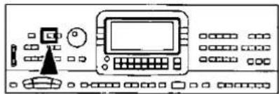 Line drawing of a control panel with buttons, display screen, and device (no text or symbols)