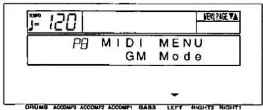 J= 120 P8 MIDI MENU GM Mode