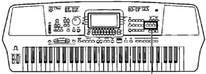 Technical diagram of a keyboard layout with labeled components and control buttons