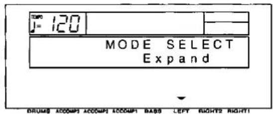 TEMP J= 120 MODE SELECT Expand DRUM5 ACCOMP1 ACCOMP1 ACCOMP1 BASS LEFT RIGHT2 RIGHT1