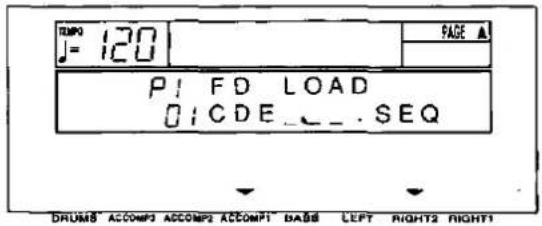 TUMPO J= 120 PAGE ▲ P! FD LOAD 0! CDE___.SEQ DRUM8 ACCOMP3 ACCOMP2 ACCOMP1 BASS LEFT RIGHT2 RIGHT1