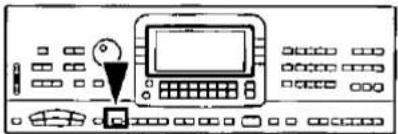 Diagram of a computer interface with labeled buttons and a cursor pointing to the screen