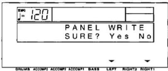 J= 120 PANEL WRITE SURE? Yes No DRUMB ACCOMP3 ACCOMP2 ACCOMP1 BASS LEFT RIGHT2 RIGHT1