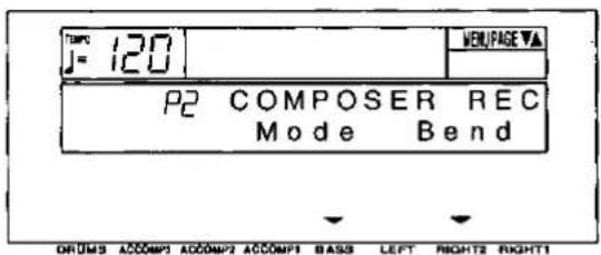TAP J= 120 WENPAGE VA P2 COMPOSER REC Mode Bend DRUMS ACCOMP3 ACCOMP2 ACCOMP1 BASS LEFT RIGHT2 RIGHT1