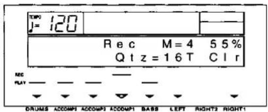 TEMP J= 120 R e c M = 4 5 5 % Q t z = 1 6 T C l r REC PLAY DRUMS ACCOMP1 ACCOMP1 ACCOMP1 BABB LEFT RIGHT2 RIGHT1
