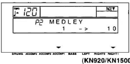 TIME J= 120 PAGE▼ P2 MEDLEY 1 -> 10 DRUMS ACCOMP3 ACCOMP2 ACCOMP1 BASS LEFT RIGHT2 RIGHT1 (KN920/KN1500)