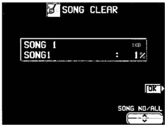 SONG CLEAR SONG 1 1KB SONG1 : 1% OK SONG NO/ALL